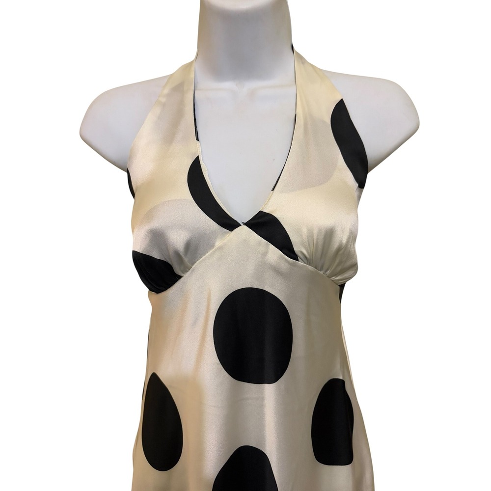 Urban Outfitters Everlight Satin Polka Dot Halter Maxi Dress Babydoll SZ Medium - Picture 6 of 11